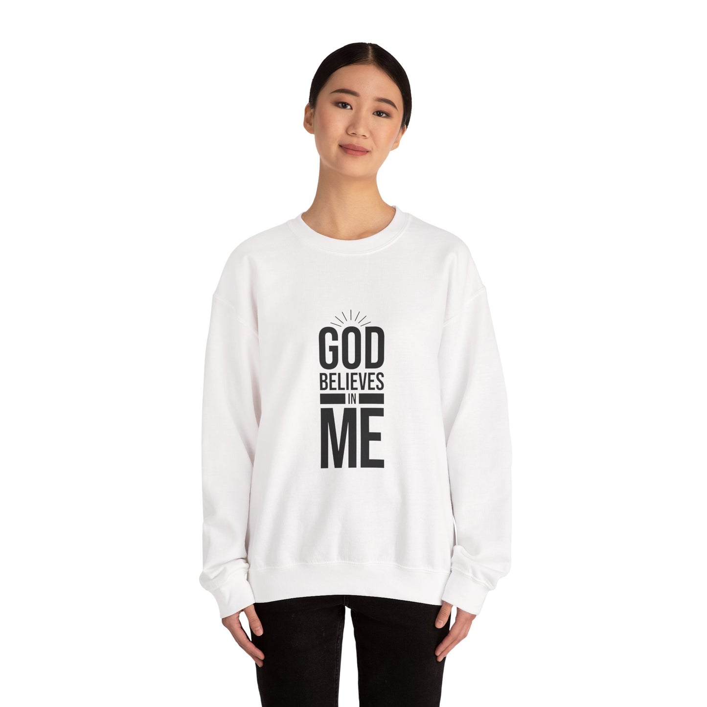 Unisex Crewneck Sweatshirt - 'God Believes in Me' Inspirational Apparel, Faith-Based Gift, Cozy Layer, Christian Fashion