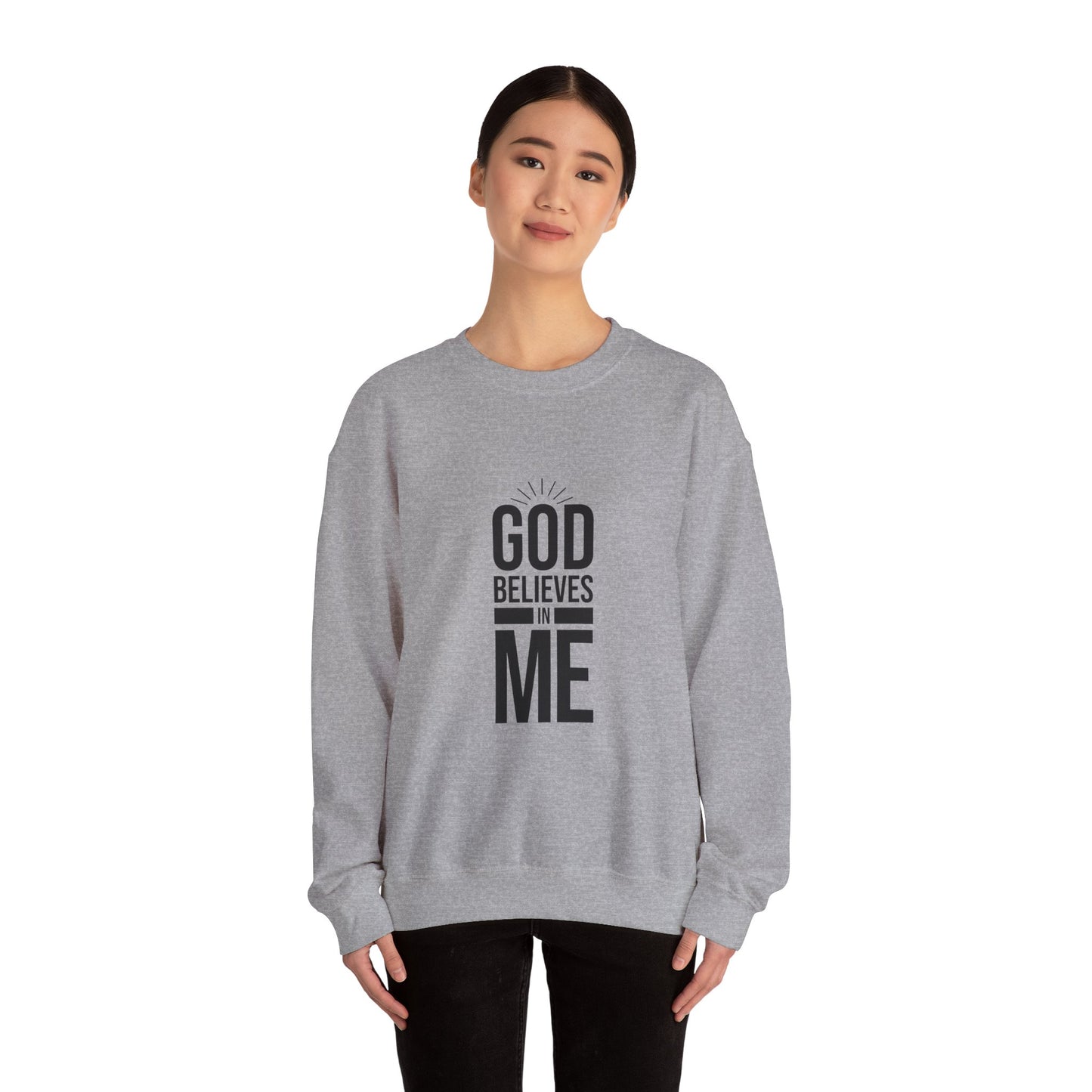 Unisex Crewneck Sweatshirt - 'God Believes in Me' Inspirational Apparel, Faith-Based Gift, Cozy Layer, Christian Fashion