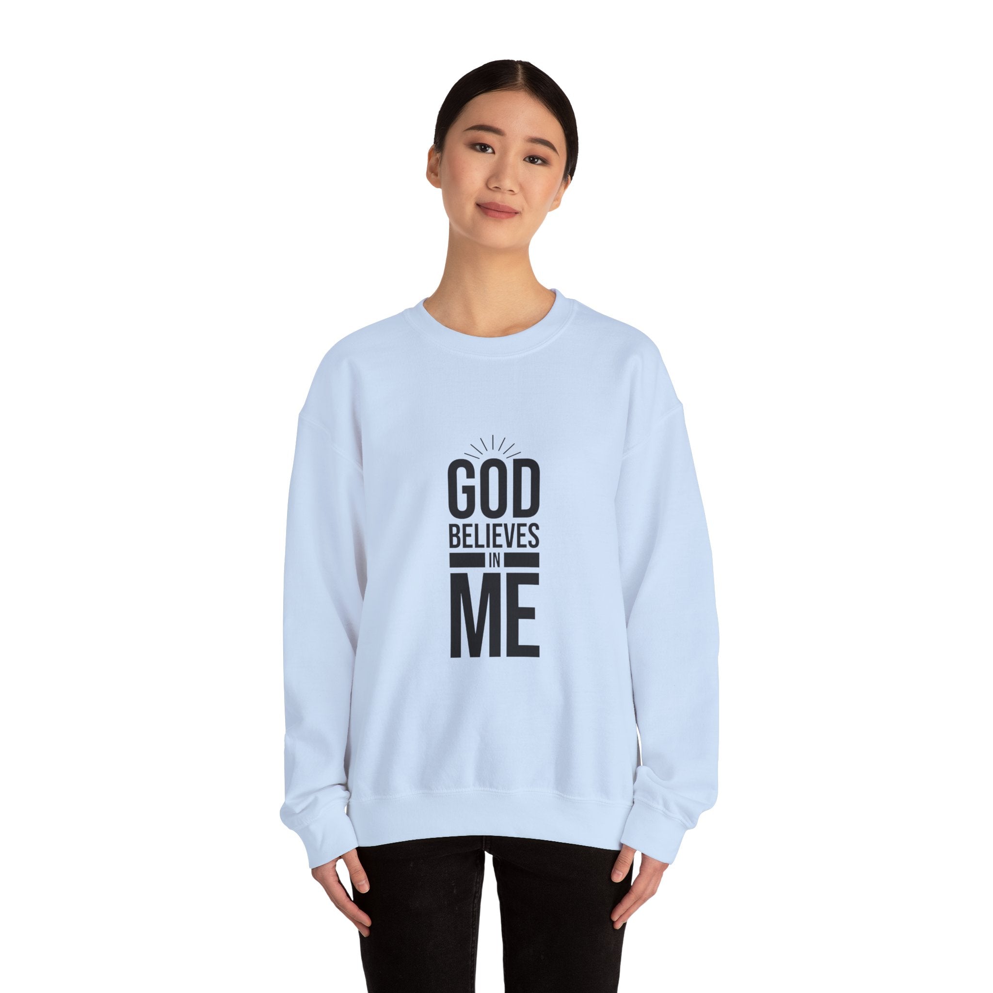 Unisex Crewneck Sweatshirt - 'God Believes in Me' Inspirational Apparel, Faith-Based Gift, Cozy Layer, Christian Fashion